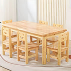 Natural Wood Kids Writing Desk Sets – Light Brown Round & Rectangular Tables with Chairs