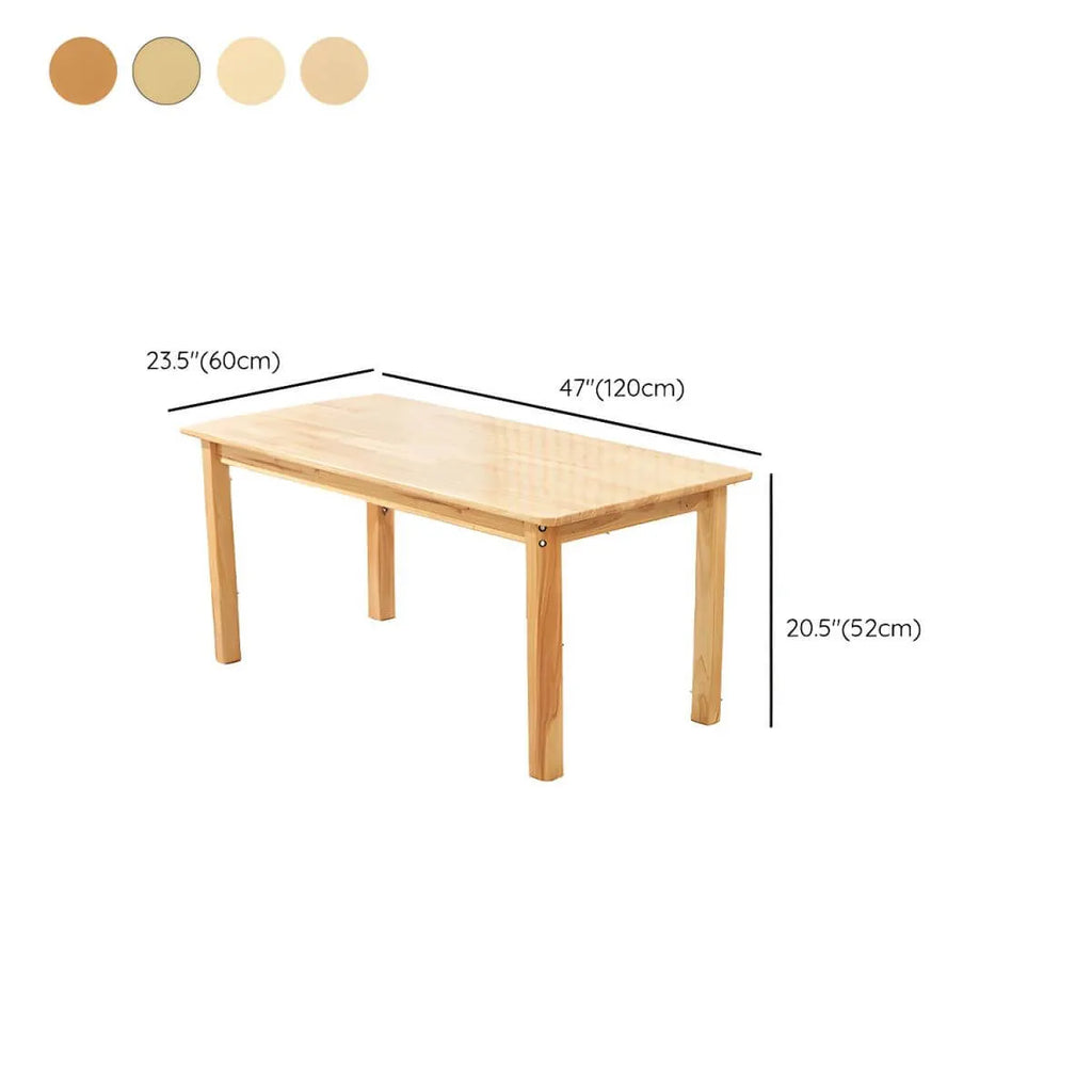 Natural Wood Kids Writing Desk Sets – Light Brown Round & Rectangular Tables with Chairs Dimensions