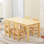 Natural Wood Kids Writing Desk Sets – Light Brown Round & Rectangular Tables with Chairs