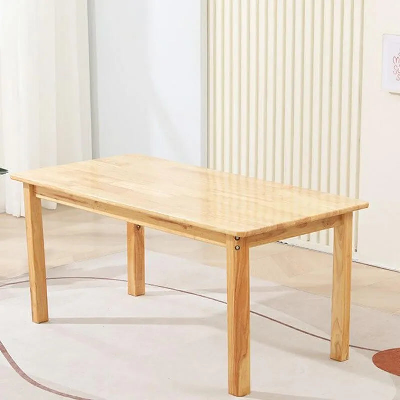 Natural Wood Kids Writing Desk Sets – Light Brown Round & Rectangular Tables with Chairs