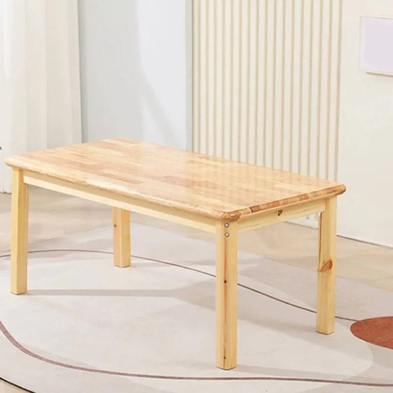 Natural Wood Kids Writing Desk Sets – Light Brown Round & Rectangular Tables with Chairs