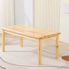 Natural Wood Kids Writing Desk Sets – Light Brown Round & Rectangular Tables with Chairs