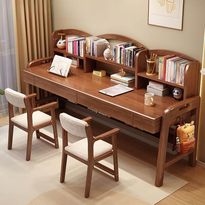 Natural Wood Kids Writing Desk with Integrated Bookshelf and Storage Secondary image