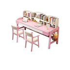 Natural Wood Kids Writing Desk with Integrated Bookshelf and Storage