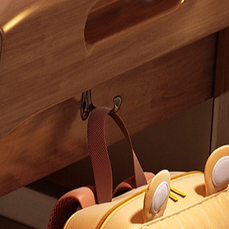 Natural Wood Kids Writing Desk with Integrated Bookshelf and Storage