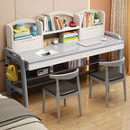 Natural Wood Kids Writing Desk with Integrated Bookshelf and Storage