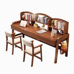 Natural Wood Kids Writing Desk with Integrated Bookshelf and Storage
