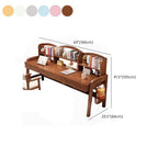 Natural Wood Kids Writing Desk with Integrated Bookshelf and Storage Dimensions