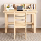 Natural Wood Kids Writing Desk with Shelf & Chair – Ergonomic Study Set