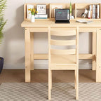 Natural Wood Kids Writing Desk with Shelf & Chair – Ergonomic Study Set