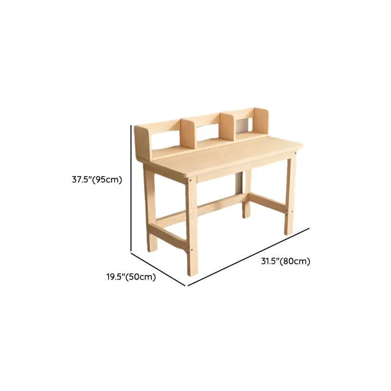 Natural Wood Kids Writing Desk with Shelf & Chair – Ergonomic Study Set Dimensions