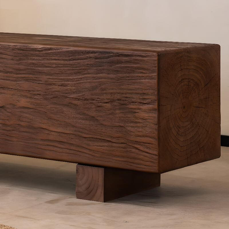 Natural Wood Living Room Bench with Clean Modern Lines and Visible Grain Texture