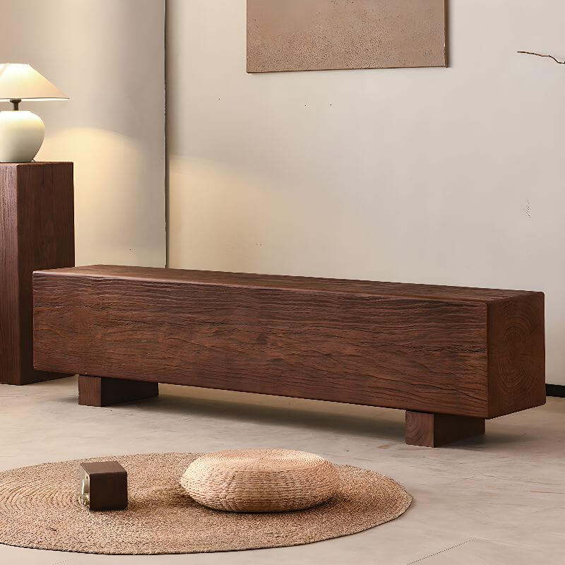 Natural Wood Living Room Bench with Clean Modern Lines and Visible Grain Texture Main Product Image Image principale du produit
