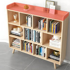 Natural Wood Modern Horizontal Bookcase with Closed Back