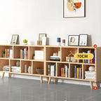 Natural Wood Modern Horizontal Bookcase with Closed Back