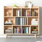 Natural Wood Modern Horizontal Bookcase with Closed Back