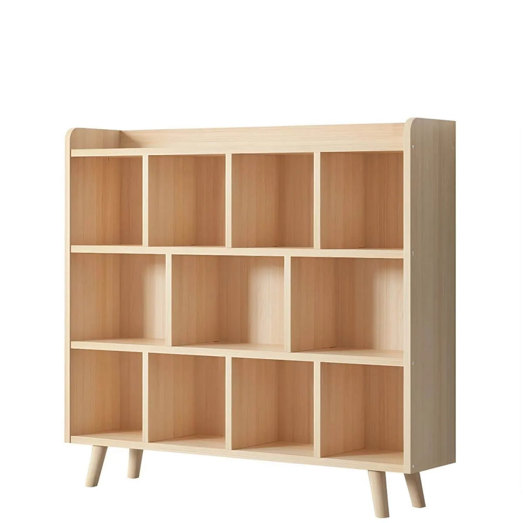 Natural Wood Modern Horizontal Bookcase with Closed Back