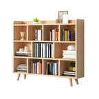Natural Wood Modern Horizontal Bookcase with Closed Back