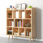 Natural Wood Modern Horizontal Bookcase with Closed Back