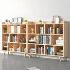Natural Wood Modern Horizontal Bookcase with Closed Back