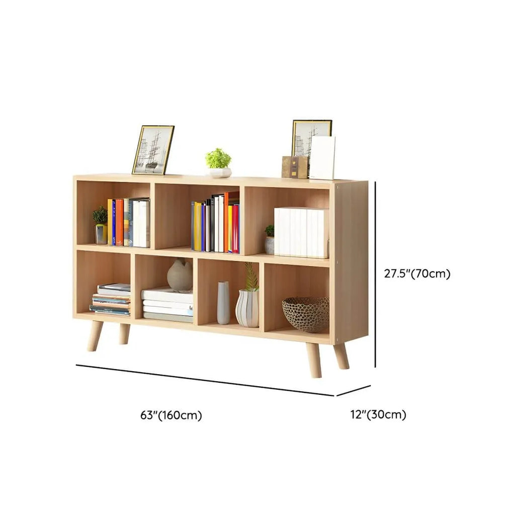 Natural Wood Modern Horizontal Bookcase with Closed Back Dimensions