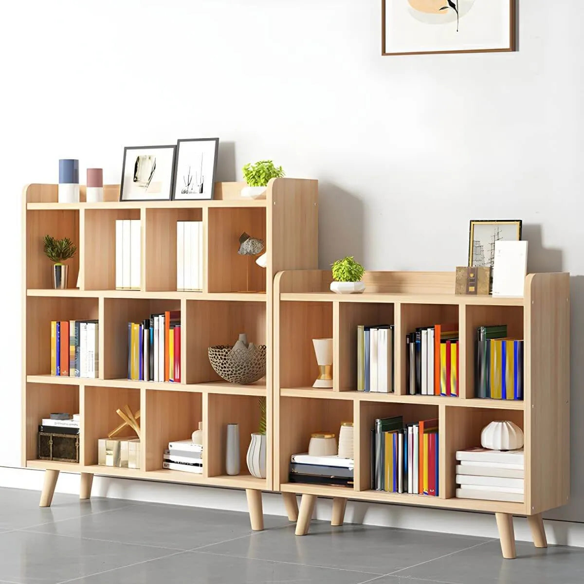 Natural Wood Modern Horizontal Bookcase with Closed Back Main Product Image Imagen principal del producto