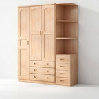 Natural Wood Scandinavian Wardrobe Armoire With Drawers