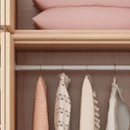 Natural Wood Scandinavian Wardrobe Armoire With Drawers