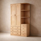 Natural Wood Scandinavian Wardrobe Armoire With Drawers
