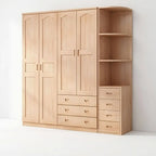 Natural Wood Scandinavian Wardrobe Armoire With Drawers
