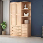 Natural Wood Scandinavian Wardrobe Armoire With Drawers