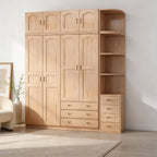 Natural Wood Scandinavian Wardrobe Armoire With Drawers
