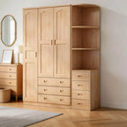 Natural Wood Scandinavian Wardrobe Armoire With Drawers