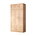 Natural Wood Scandinavian Wardrobe Armoire With Drawers