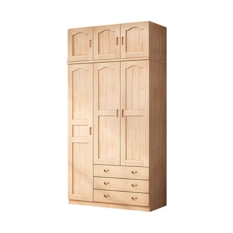 Natural Wood Scandinavian Wardrobe Armoire With Drawers