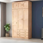 Natural Wood Scandinavian Wardrobe Armoire With Drawers