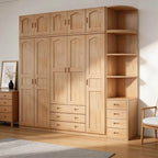 Natural Wood Scandinavian Wardrobe Armoire With Drawers