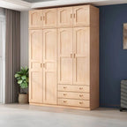 Natural Wood Scandinavian Wardrobe Armoire With Drawers