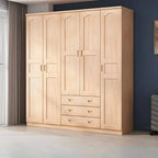 Natural Wood Scandinavian Wardrobe Armoire With Drawers