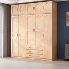 Natural Wood Scandinavian Wardrobe Armoire With Drawers