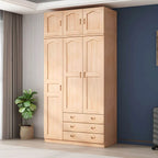 Natural Wood Scandinavian Wardrobe Armoire With Drawers