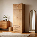 Natural Wood Scandinavian Wardrobe Armoire With Drawers