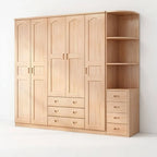 Natural Wood Scandinavian Wardrobe Armoire With Drawers