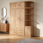 Natural Wood Scandinavian Wardrobe Armoire With Drawers