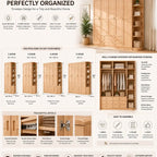 Natural Wood Scandinavian Wardrobe Armoire With Drawers