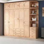 Natural Wood Scandinavian Wardrobe Armoire With Drawers