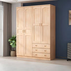 Natural Wood Scandinavian Wardrobe Armoire With Drawers