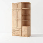 Natural Wood Scandinavian Wardrobe Armoire With Drawers