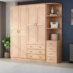 Natural Wood Scandinavian Wardrobe Armoire With Drawers