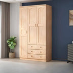 Natural Wood Scandinavian Wardrobe Armoire With Drawers